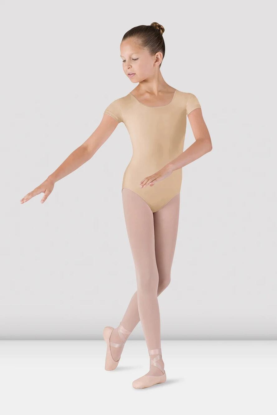 Bloch Girls 6X/7 Sand Dujour Cap Sleeve Dance Ballet Minimalist Leotard OS11-29